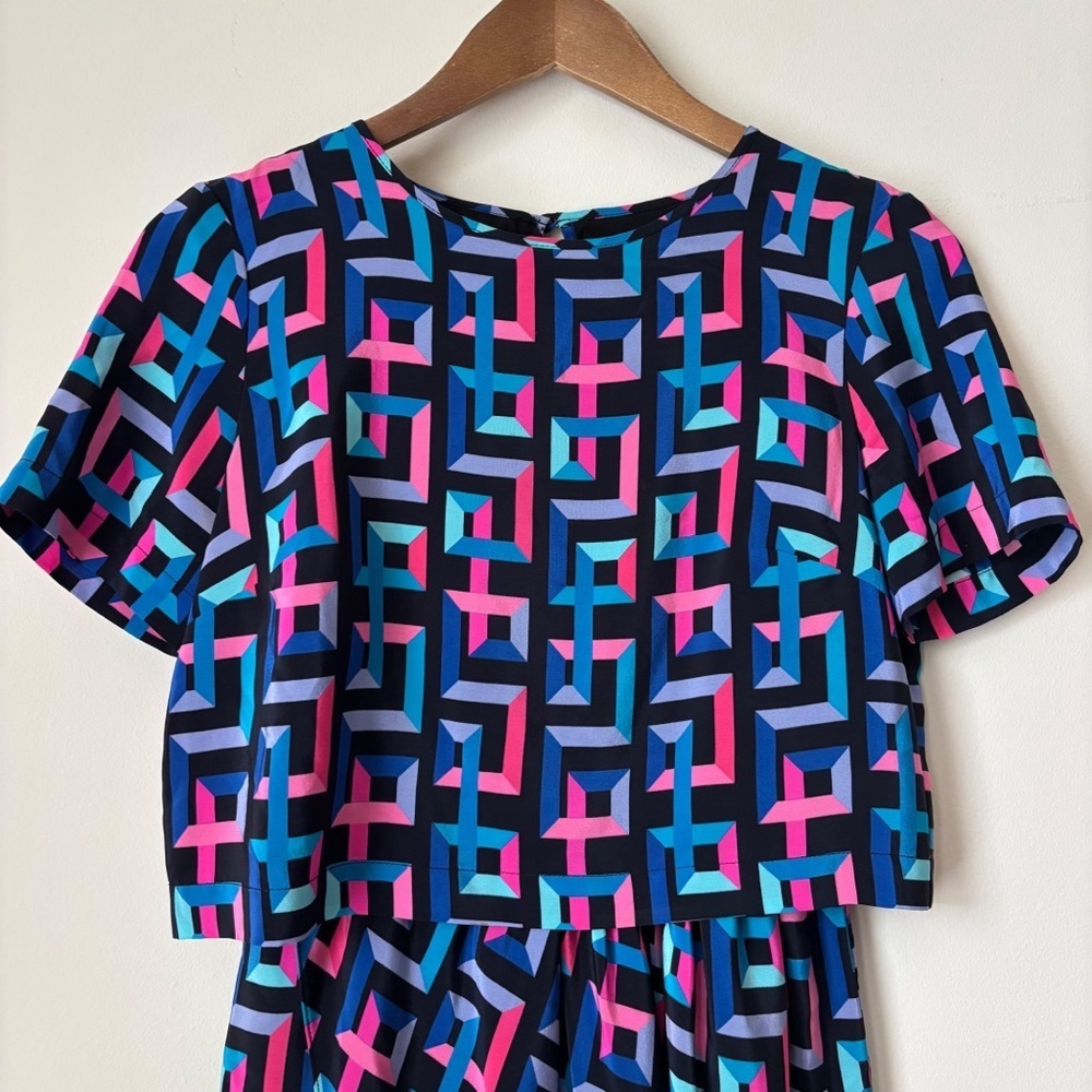 Amanda Uprichard Geometric Print Layered Silk Dress XS - Picture 2 of 8
